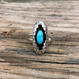 Turquoise/Sterling Shadowbox Ring